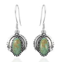 D'Joy Artisan Crafted Royston Turquoise Earrings in Oxidised Sterling Silver 2.60 ctw