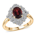 Doorbuster Certified & Appraised 10K Yellow Gold AAA Ouro Fino Rubellite, Luxuriant Diamond (G-H, SI) (0.36 cts) Floral Ring (Size 10.0) 1.66 ctw - Sticky add to cart bar