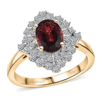 Doorbuster Certified & Appraised 10K Yellow Gold AAA Ouro Fino Rubellite, Luxuriant Diamond (G-H, SI) (0.36 cts) Floral Ring (Size 10.0) 1.66 ctw