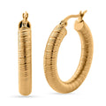 Classic Textured Hoop Earrings in ION Plated YG Stainless Steel - Sticky add to cart bar