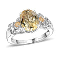 D'Joy Brazilian Citrine Ring in Platinum Over Sterling Silver (Size 11.0) 2.65 ctw - Sticky add to cart bar