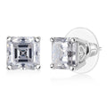 D'Joy Asscher Cut Moissanite 5.50 ctw Stud Earrings in Rhodium Over Sterling Silver - Sticky add to cart bar