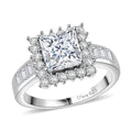 D'Joy Moissanite (Sqr 7mm) Ring in Rhodium Over Sterling Silver (Size 10.0) 2.75 ctw - Sticky add to cart bar
