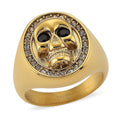 Simulated White and Black Diamond Skull Ring in ION Plated YG Stainless Steel (Size 10.0) 0.80 ctw - Sticky add to cart bar