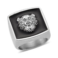 Simulated Diamond and Enameled Lion Ring in Stainless Steel (Size 10.0) - Sticky add to cart bar