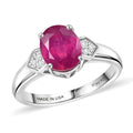 D'Joy Niassa Ruby (FF) and White Zircon 2.75 ctw Ring in Platinum Over Sterling Silver - Sticky add to cart bar