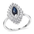 D'Joy Blue Star Sapphire (DF), Moissanite Ring in Rhodium Over Sterling Silver (Size 10.0) 1.65 ctw - Sticky add to cart bar