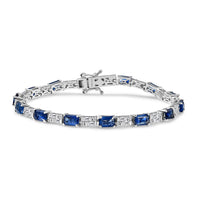 D'Joy Kashmir Kyanite, Moissanite Bracelet in Rhodium Over Sterling Silver (8.00 In) 11.80 ctw