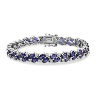 D'Joy Catalina Iolite, Moissanite Bracelet in Rhodium Over Sterling Silver (6.50 In) 11.20 ctw