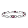 D'Joy Premium Indian Star Ruby, White Zircon Bracelet in Rhodium Over Sterling Silver (6.50 In) 9.25 ctw - Sticky add to cart bar