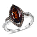 D'Joy Premium Red Citrine, White and Champagne Zircon Ring in Rhodium Over Sterling Silver (Size 10.0) 2.90 ctw - Sticky add to cart bar