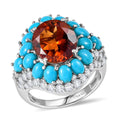 D'Joy Premium Red Citrine, Multi Gemstone Ring in Rhodium Over Sterling Silver (Size 10.0) 8.25 ctw - Sticky add to cart bar