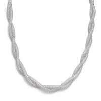 Austrian Crystal Twisted Rope Necklace (20-22 Inches) in Silvertone