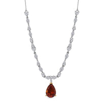 D'Joy Premium Red Citrine and Moissanite 9.65 ctw Empress Glow Necklace in 18K Vermeil YG and Rhodium Over Sterling Silver 18-20 Inches