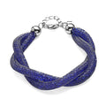 Blue Austrian Crystal Twisted Rope Bracelet in Silvertone (8.50-10.5In) - Sticky add to cart bar