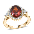 Epic Deal 10K Yellow Gold AAA Red Zircon, Luxuriant Lab Grown Diamond (E-F, VS) (0.40 cts) Ring (Size 6.0) 4.50 ctw - Sticky add to cart bar