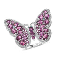 D'Joy AAA Radiant Ember Garnet, Multi Gemstone Butterfly Ring in Rhodium Over Sterling Silver (Size 10.0) 6.20 ctw - Sticky add to cart bar