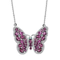 D'Joy AAA Radiant Ember Garnet and Multi Gemstone 6.20 ctw Flamecrest Butterfly Necklace in Rhodium Over Sterling Silver 18-20 Inches - Sticky add to cart bar