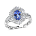 D'Joy Premium Tanzanite, Moissanite Celestial Radiance Ring in Rhodium Over Sterling Silver (Size 10.0) 2.15 ctw - Sticky add to cart bar