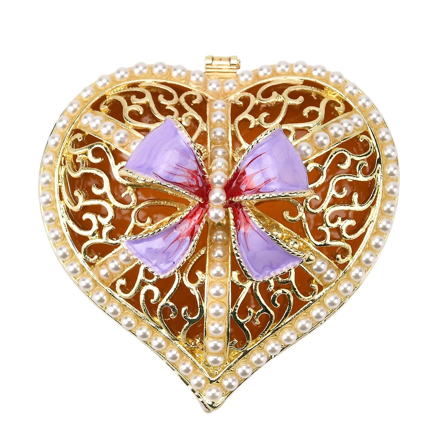 Valentine’s Special Livmore Purple & White Hearted Design Trinket Box Hollowed-Out Patterns