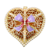 Valentine’s Special Livmore Purple & White Hearted Design Trinket Box Hollowed-Out Patterns