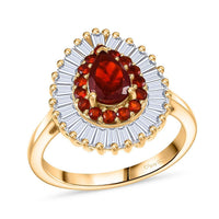 D'Joy Mexican Cherry Fire Opal, Moissanite Pendant Necklace (20 Inches) in Rhodium Over Sterling Silver 1.50 ctw