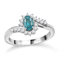 D'Joy Premium Grandidierite, Moissanite Oceanic Waves Ring in Rhodium Over Sterling Silver (Size 10.0) 0.70 ctw