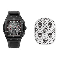 Closeout Ed Hardy Square Watch with Faux Leather Strap & Earbuds Set