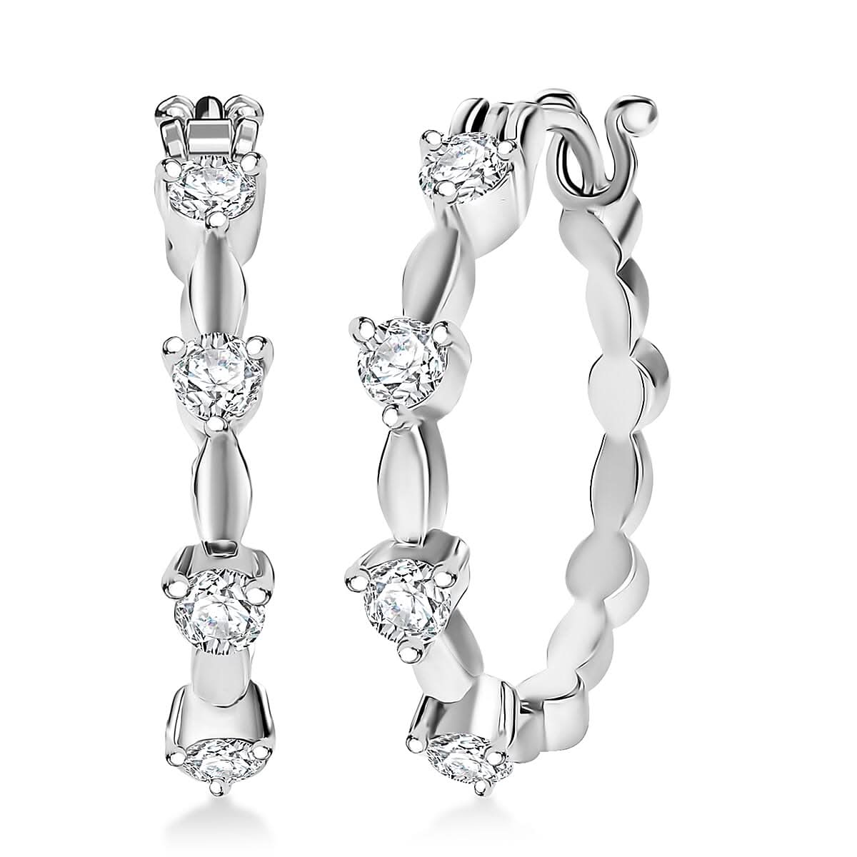 EverTrue Moissanite Hoop Earrings in Platinum Bond 0.80 ctw