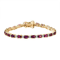 AAA Radiant Ember Garnet, Luxuriant Lab Grown Diamond (G-H, SI) (0.79 cts) Bracelet in 18K Vermeil YG Over Sterling Silver (6.50 In) (7.35 g) 7.65 ctw