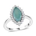 D'Joy Premium Grandidierite, Moissanite Ring in Rhodium Over Sterling Silver (Size 10.0) 2.10 ctw - Sticky add to cart bar