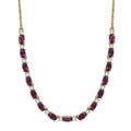 AAA Radiant Ember Garnet and Luxuriant Lab Grown Diamond G-H SI 5.60 ctw Royal Flame Line Necklace in 18K Vermeil Yellow Gold Over Sterling Silver 18-20 Inches - Sticky add to cart bar