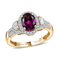 D'Joy AAA Radiant Ember Garnet, Moissanite Ring in 18K Vermeil YG Over Sterling Silver (Size 10.0) 2.10 ctw - Sticky add to cart bar