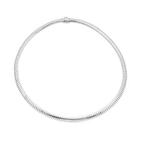 Italian 8mm Tubogas Chain Necklace in Rhodium Over Sterling Silver 18 Inches 20.4 Grams