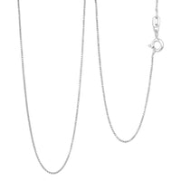 Italian 0.7mm Box Chain Necklace in Rhodium Over Sterling Silver 18 Inches 1.35 Grams