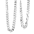 Italian 7mm Flat Curb Chain Necklace in Rhodium Over Sterling Silver 22 Inches 27 Grams - Sticky add to cart bar