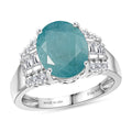 D'Joy Premium Grandidierite, Moissanite Ring in Rhodium Over Sterling Silver (Size 6.0) 4.35 ctw - Sticky add to cart bar