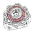 D'Joy 129 Facet Strontium Titanate and Multi Gemstone 4.00 ctw Ring in Rhodium Over Sterling Silver (Size 10.0) - Sticky add to cart bar