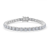 D'Joy Moissanite (Rnd 5mm) Timeless Classics Bracelet in Rhodium Over Sterling Silver (6.50 In) 13.75 ctw