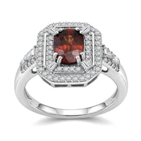 D'Joy Premium Red Zircon, Moissanite Ring in Rhodium Over Sterling Silver (Size 10.0) 3.00 ctw