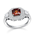 D'Joy Premium Red Zircon, Moissanite Ring in Rhodium Over Sterling Silver (Size 10.0) 2.90 ctw - Sticky add to cart bar