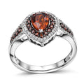 D'Joy Premium Red Zircon, Chocolate and White Zircon Ring in Rhodium Over Sterling Silver (Size 10.0) 3.40 ctw - Sticky add to cart bar