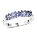 D'Joy Tanzanite Ring in Rhodium Over Sterling Silver (Size 10.0) 0.85 ctw - Sticky add to cart bar