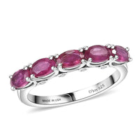 D'Joy Niassa Ruby (FF), Moissanite Ring in Platinum Over Sterling Silver (Size 10.0) 1.90 ctw