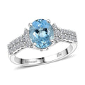 Certified & Appraised AAA Santa maria Aquamarine and G-H SI Luxuriant Lab Grown Diamond 1.94 ctw Oceanic Serenity Ring in 10K White Gold - Sticky add to cart bar