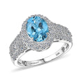Certified & Appraised AAA Santa Maria Aquamarine and Luxuriant Diamond E-F VS 2.71 ctw Ring in 10K White Gold 4.34 Grams - Sticky add to cart bar
