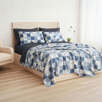 Closeout American Thread Collection 1800 Series 6pc Blue & Grey Striped Microfiber Sheet Set -Twin