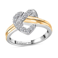 Luxuriant Lab Grown Diamond (G-H, SI) Ring in 18K Vermeil YG and Rhodium Over Sterling Silver (Size 7.0) 0.35 ctw