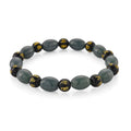Natural Olmec Jadeite and Black Obsidian 130.00 ctw Beaded Stretch Bracelet (6.5-7.0In) - Sticky add to cart bar
