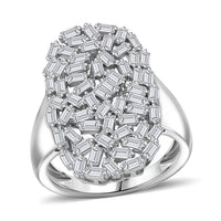 Luxuriant Lab Grown Diamond (G-H, SI) Ring in Rhodium Over Sterling Silver (Size 10.0) 1.25 ctw